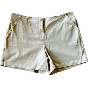 BOSTON PROPER khaki flat front stretch shorts size 12